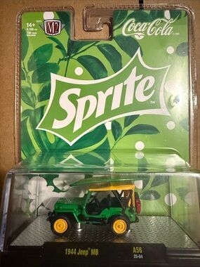 Coca-Cola Sprite 1944 Jeep MB Die-Cast - Green & Yellow M2 Machines Chase